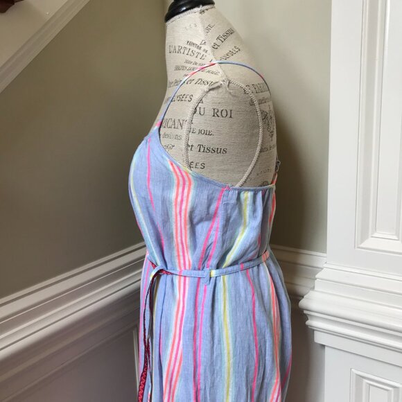NWT America & Beyond Rainbow Stripe Maxi Dress Womens Small Blue Sleeveless NEW - Picture 10 of 13